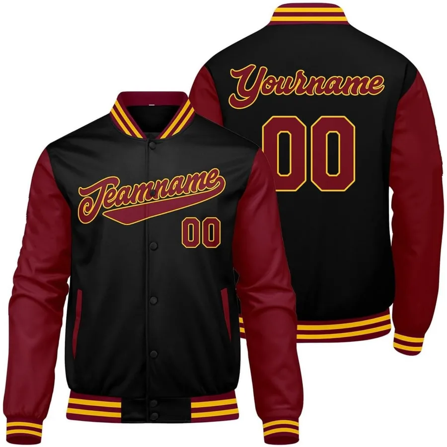 Men's Custom Black Crimson Varsity Jacket