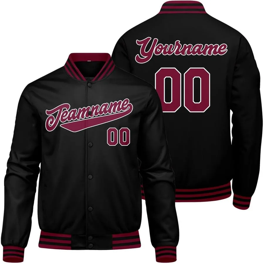 Men's Custom Black Pink Varsity Jacket