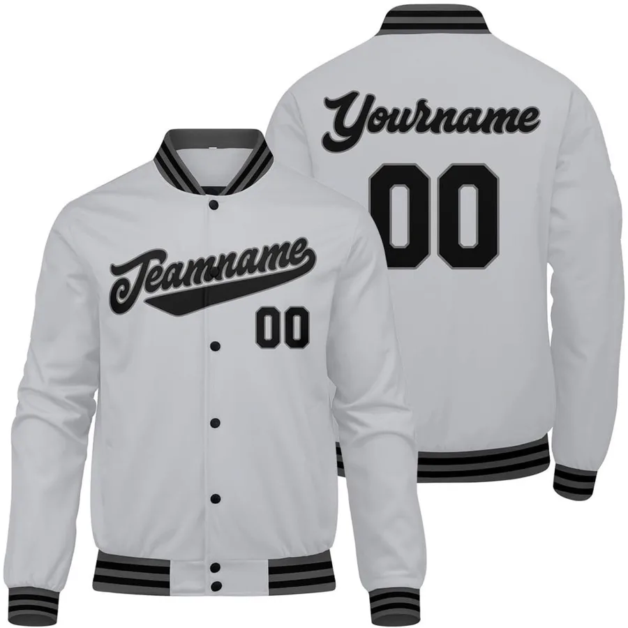 Men's Custom Gray Black Varsity Jacket