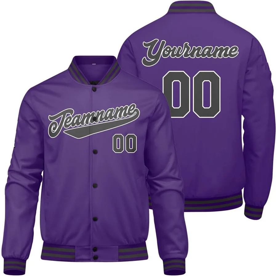 Men's Custom Purple Black Varsity Jacket