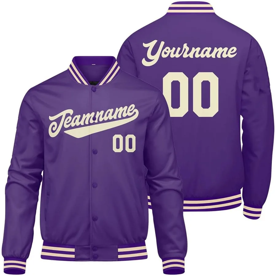 Men's Custom Purple White Varsity Jacket