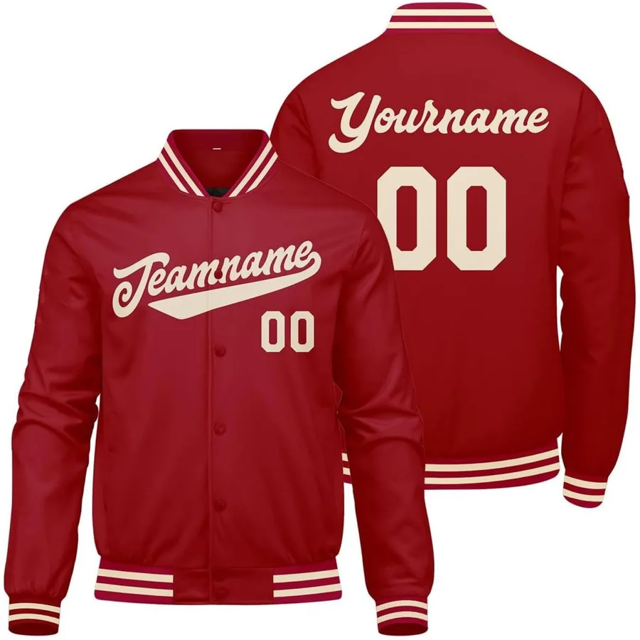 Men's Custom Red Beige Varsity Jacket