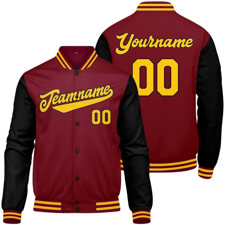 Men's Custom Red Black Yellow Varsity Jacket