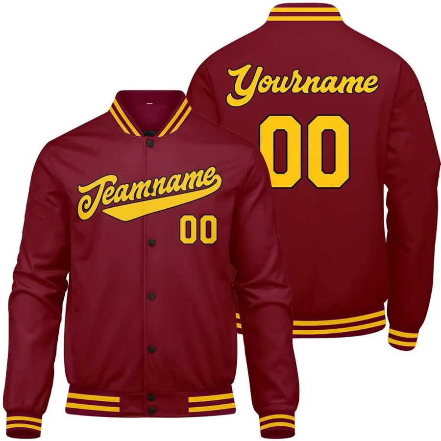 Men's Custom Red Yellow Varsity Jacket