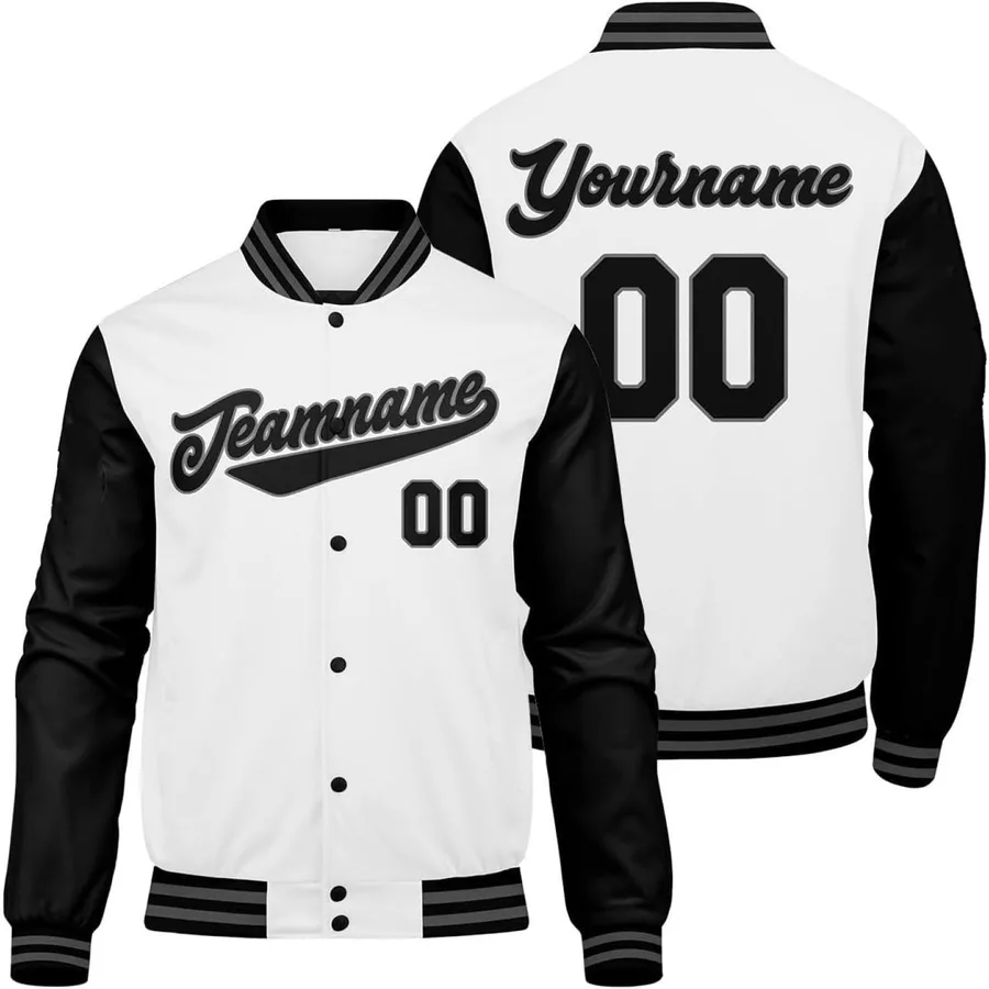 Men's Custom White Black Varsity Jacket